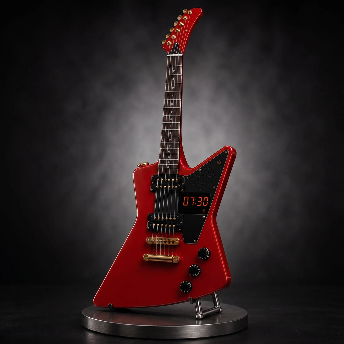 Electric Guitar Shaped Alarm Clock with Bluetooth Speaker, Wake Up To Your Favorite Music, Collectible Rock Decor Gift for Musicians & Rock Fans