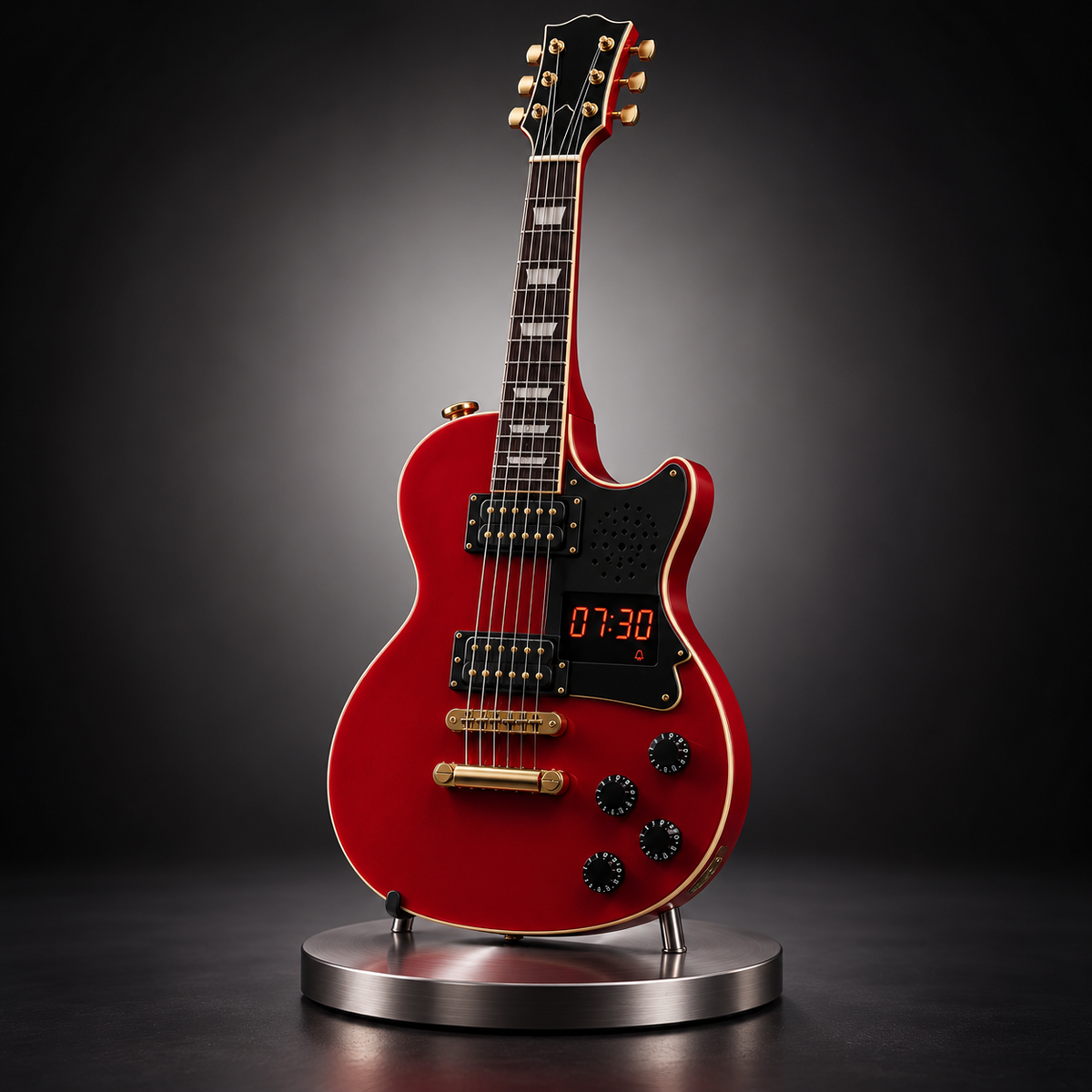 Electric Guitar Shaped Alarm Clock with Bluetooth Speaker, Wake Up To Your Favorite Music, Collectible Rock Decor Gift for Musicians & Rock Fans