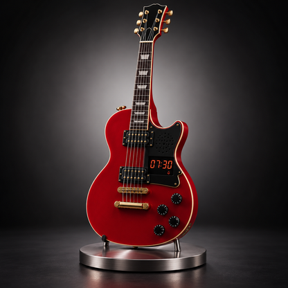 Electric Guitar Shaped Alarm Clock with Bluetooth Speaker, Wake Up To Your Favorite Music, Collectible Rock Decor Gift for Musicians & Rock Fans