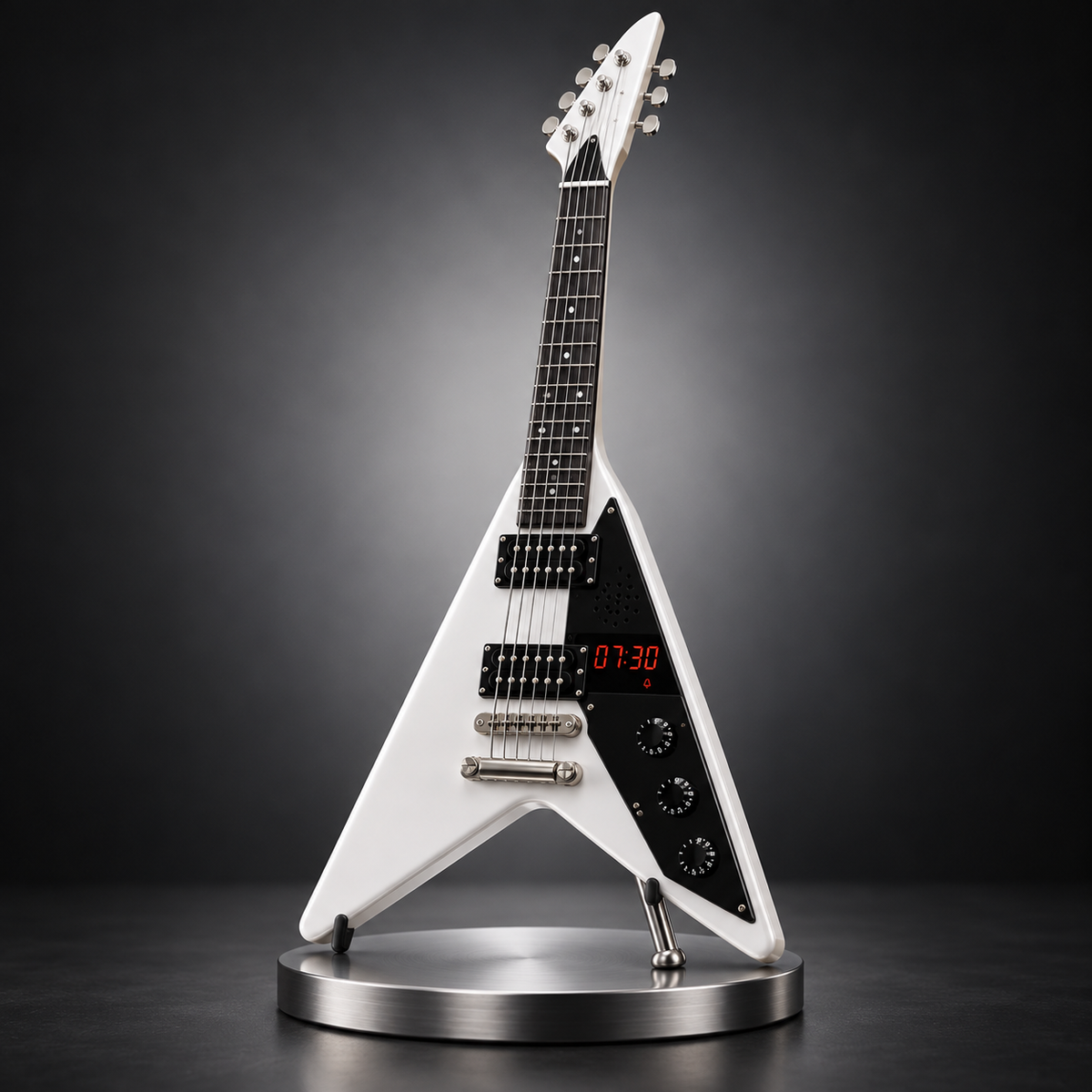 Electric Guitar Shaped Alarm Clock with Bluetooth Speaker, Wake Up To Your Favorite Music, Collectible Rock Decor Gift for Musicians & Rock Fans