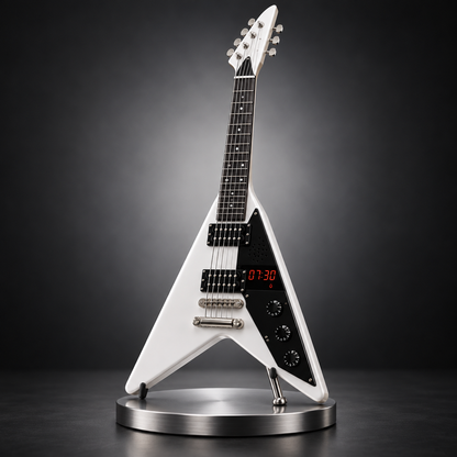 Electric Guitar Shaped Alarm Clock with Bluetooth Speaker, Wake Up To Your Favorite Music, Collectible Rock Decor Gift for Musicians & Rock Fans