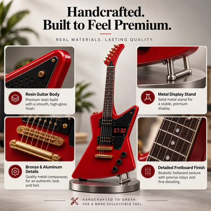 Electric Guitar Shaped Alarm Clock with Bluetooth Speaker, Wake Up To Your Favorite Music, Collectible Rock Decor Gift for Musicians & Rock Fans
